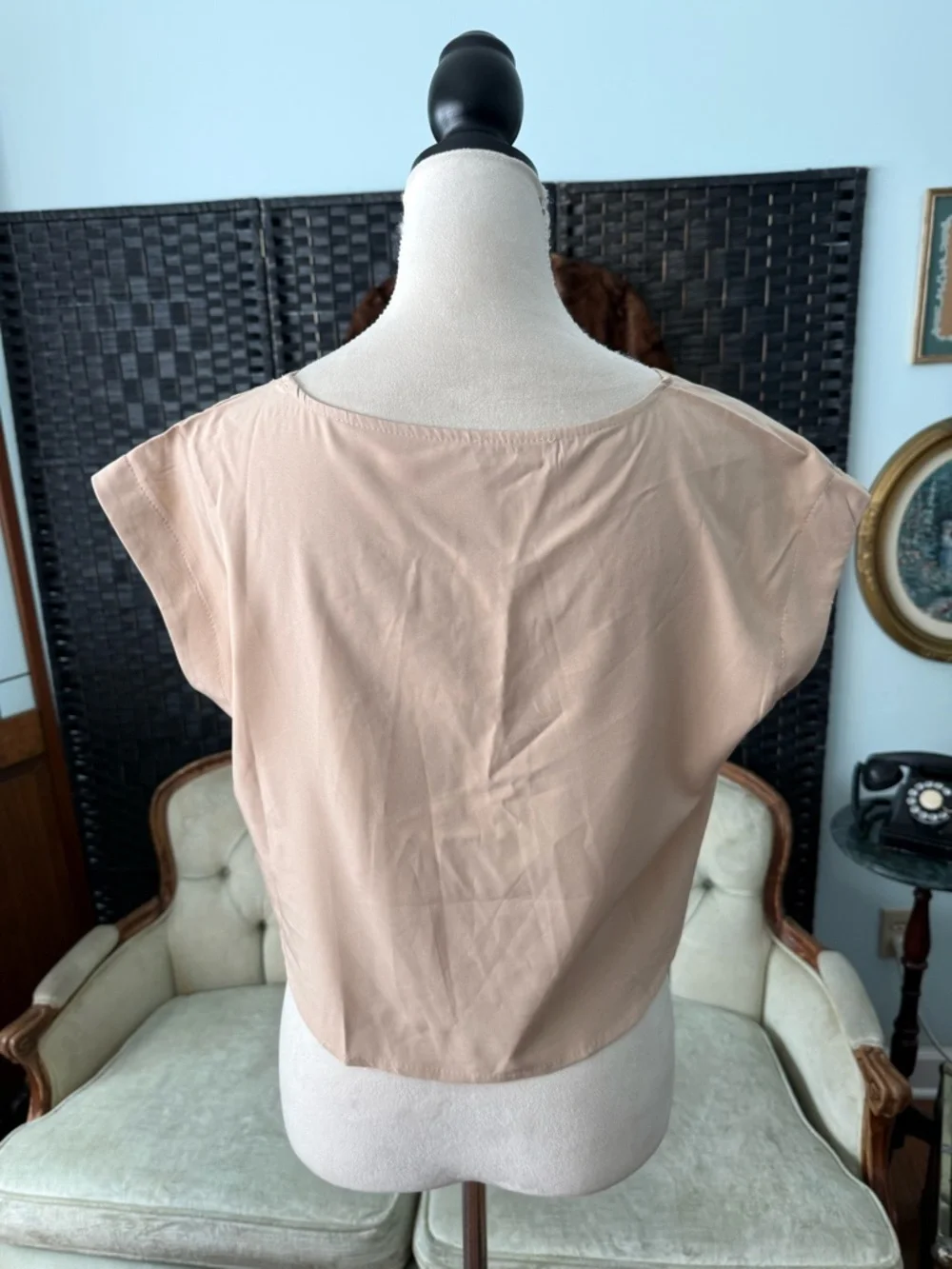 🤎 FAERIesty Neutral Two Piece Set Tiered Wide Leg Pants Crop Top Boho Chic Sz S - Picture 5 of 14